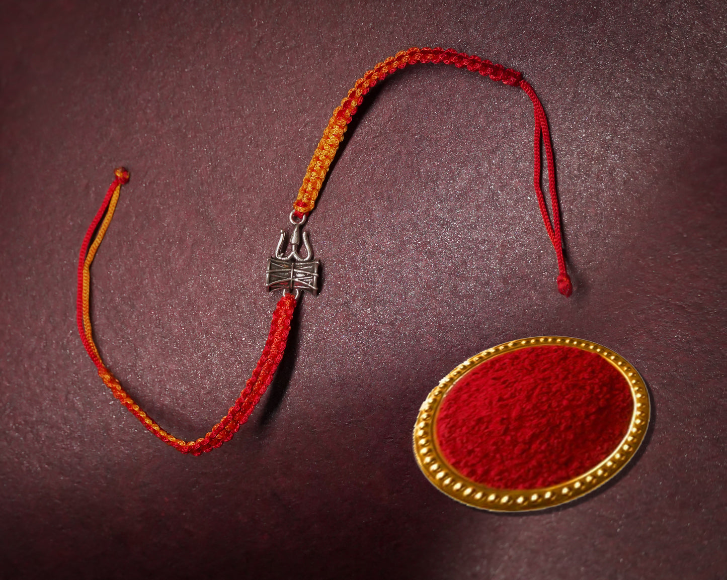 OXIDISED TRISHUL DAMRU SILVER RAKHI