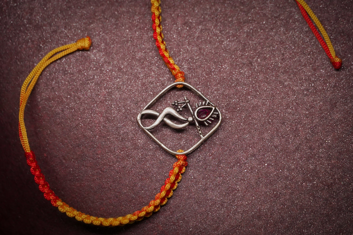 OXIDISED KRISHNA SILVER RAKHI