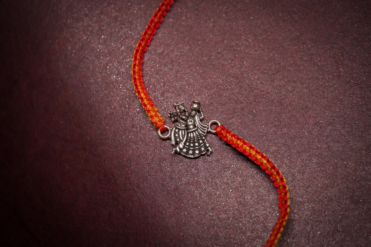 OXIDISED RADHA KRISHNA SILVER RAKHI