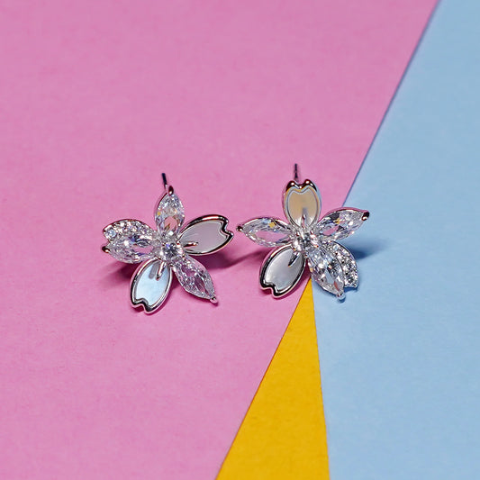 IMPORTED BOLD FLOWER SILVER EARRINGS