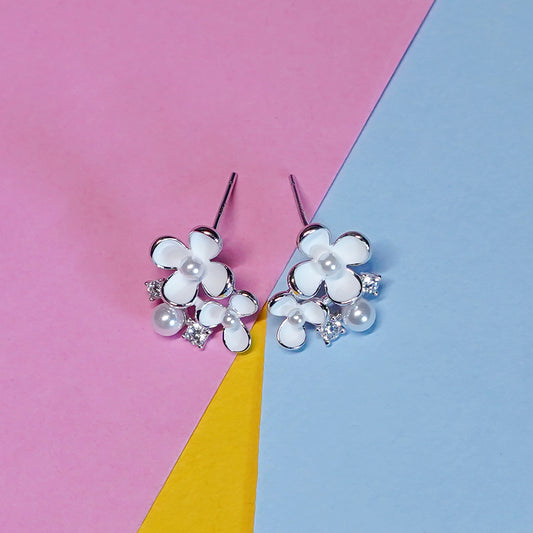 Petals of Pearl Silver Earrings