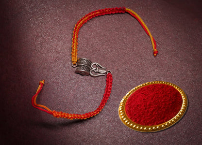 OXIDISED TRISHUL DAMRU SILVER RAKHI
