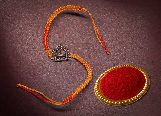 OXIDISED SHIVLINGA SILVER RAKHI