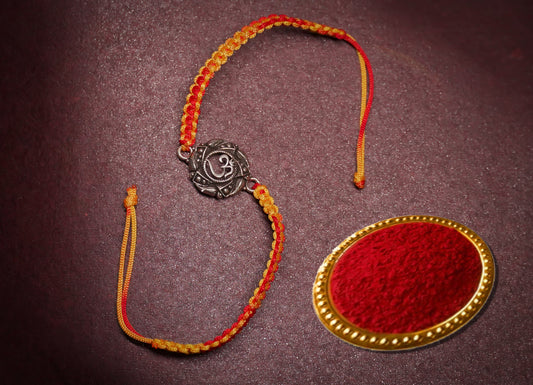 OXIDISED OM SILVER RAKHI