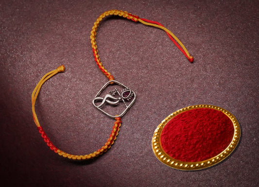 OXIDISED KRISHNA SILVER RAKHI