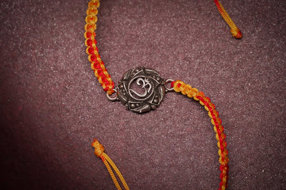 OXIDISED OM SILVER RAKHI