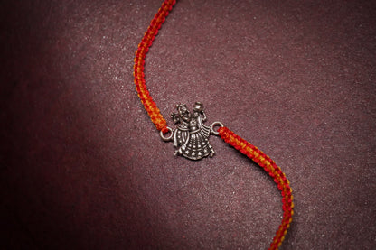 OXIDISED RADHA KRISHNA SILVER RAKHI