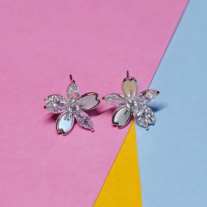 IMPORTED BOLD FLOWER SILVER EARRINGS
