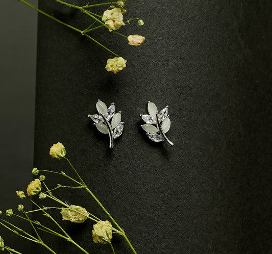 Leaf Studs Silver Earrings