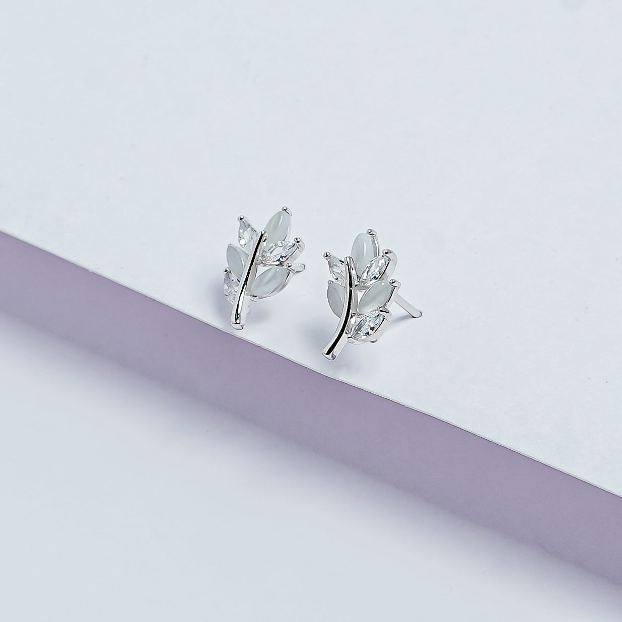 Leaf Studs Silver Earrings