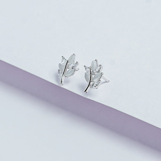 Leaf Studs Silver Earrings