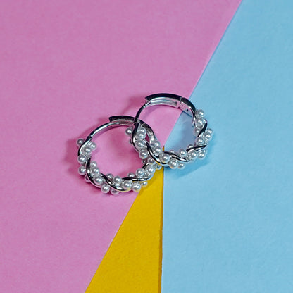 MICRO PEARL BALI SILVER EARRING