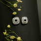 Micro Pearl Square Stones Silver Earrings