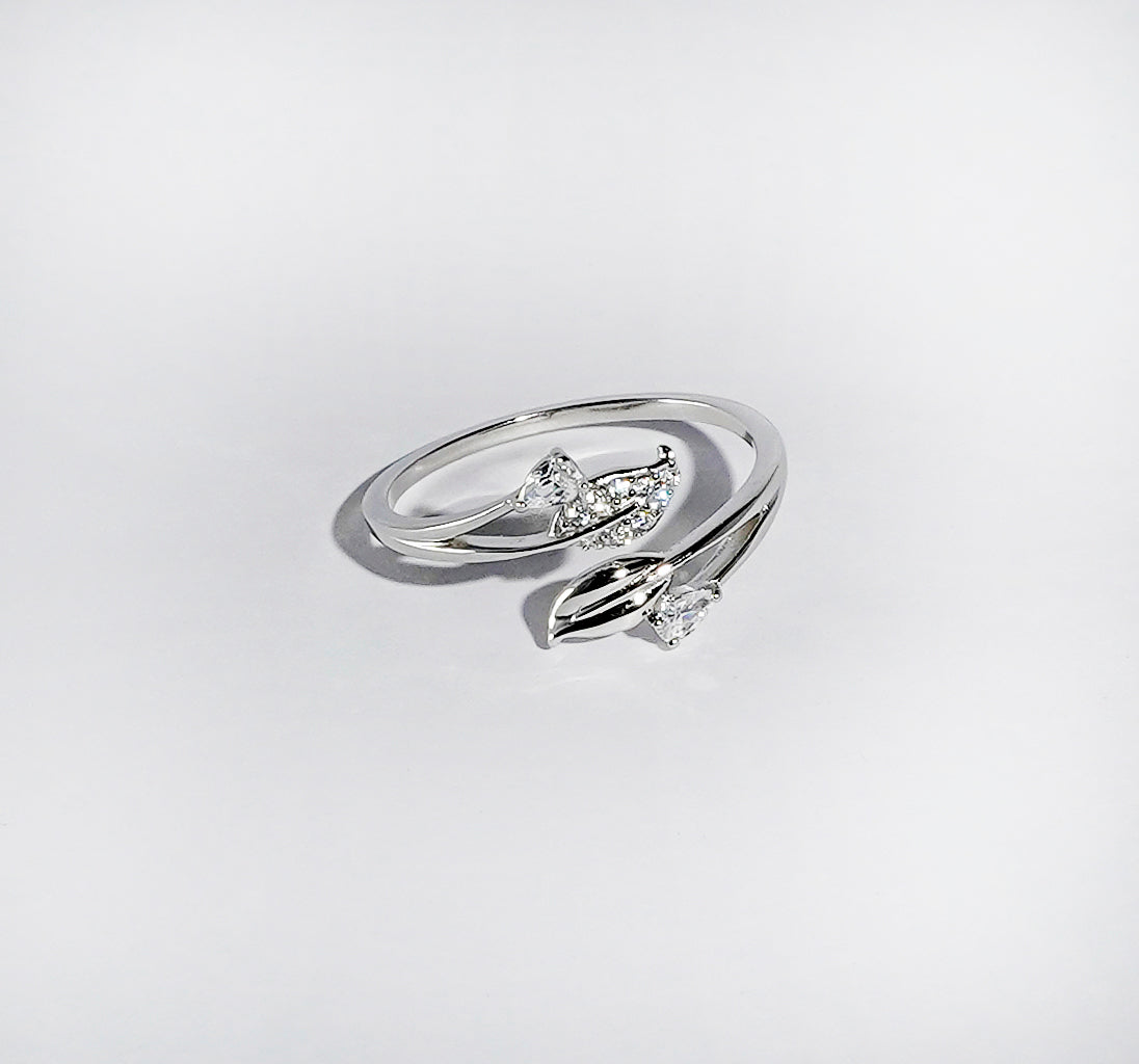 OPEN LEAF SILVER RING