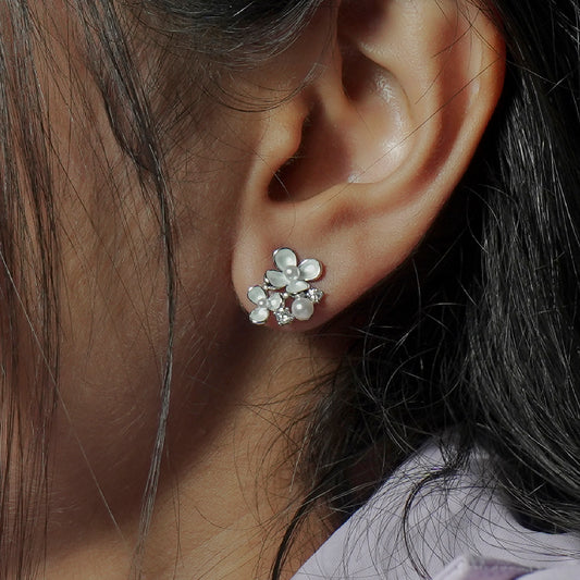 Petals of Pearl Silver Earrings