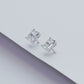 RECTANGULAR SOLITAIRE SILVER EARRINGS