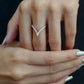SPARKLING V SHAPE SILVER RING
