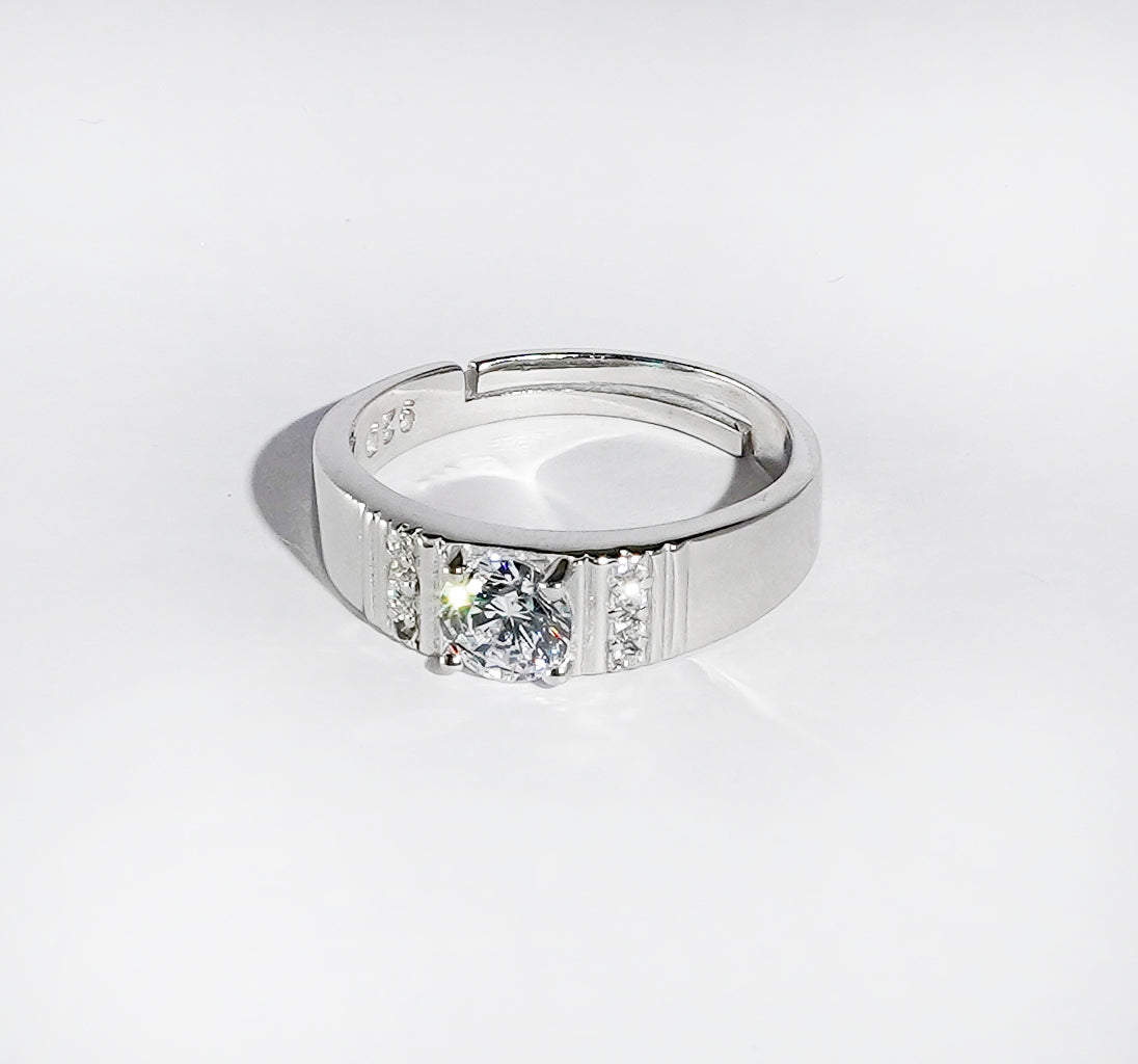 Sleek Solitaire Silver Ring