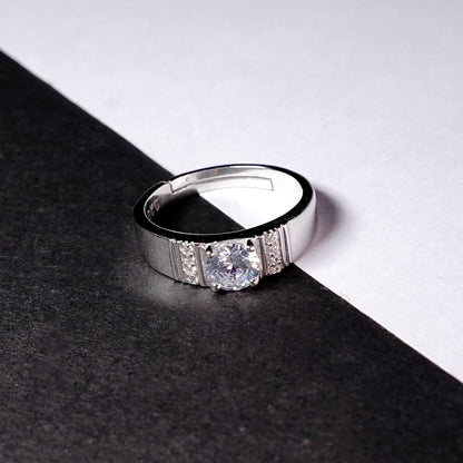 Sleek Solitaire Silver Ring