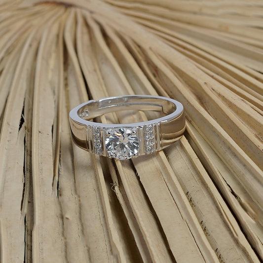 Sleek Solitaire Silver Ring