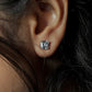 The Square Solitaire Silver Earrings