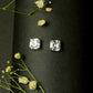 The Square Solitaire Silver Earrings