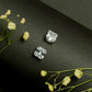 The Square Solitaire Silver Earrings